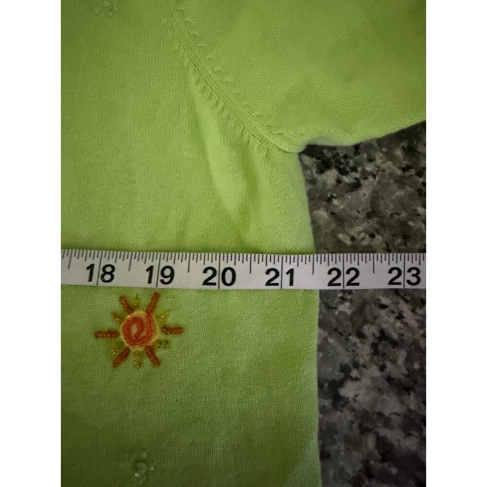Vintage Berek Flamingo Tropical Cardigan Lime Green Novelty Sweater XL - Picture 5 of 11